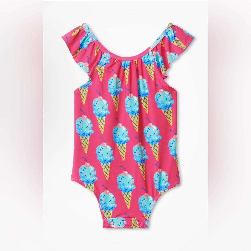 Hatley Swim Pink and Blue Ice Cream Girls One Piece Bathing Suit